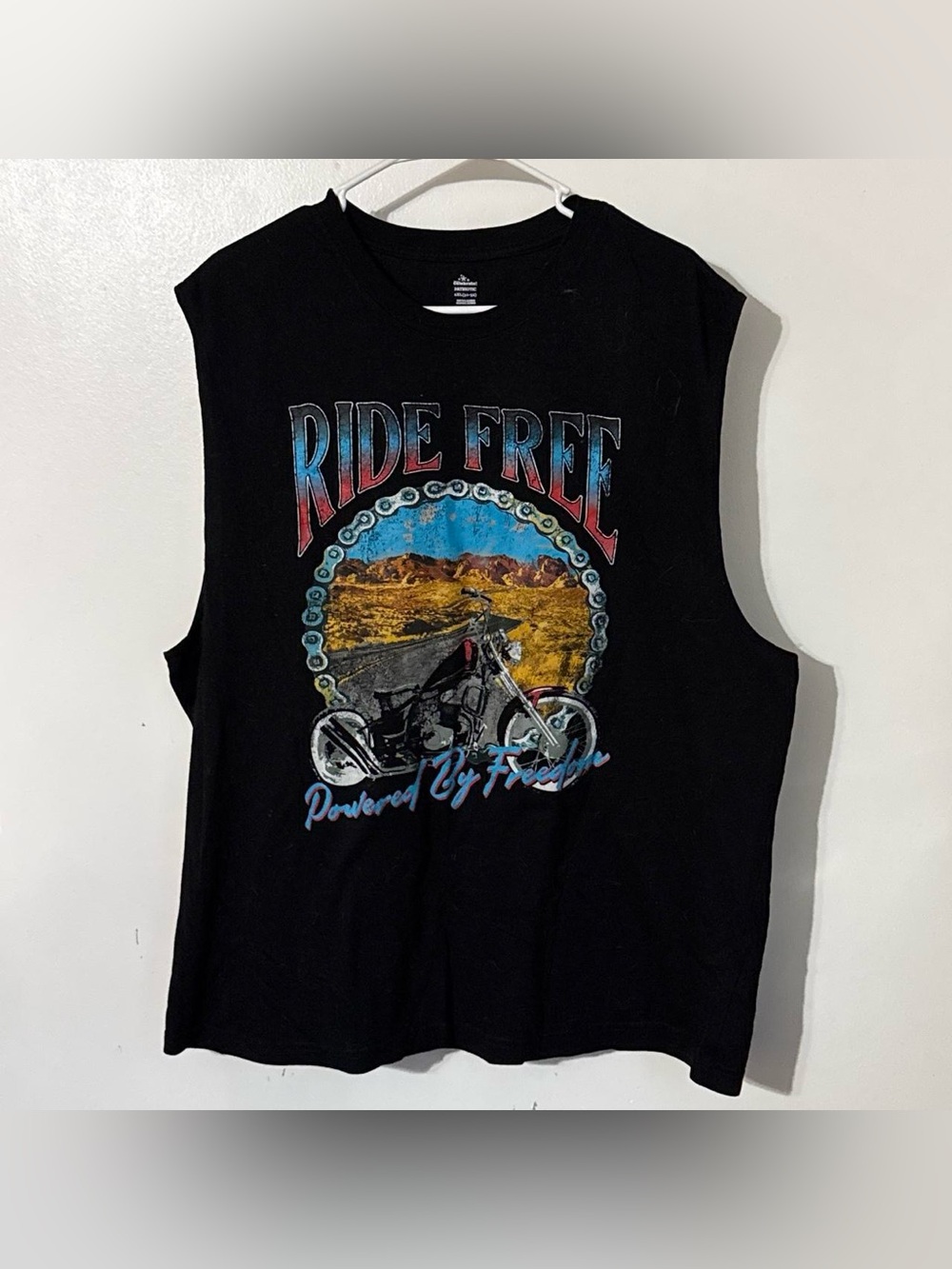 Celebrate Patriotic 2XL Ride Free Motorcycle Sleeveless Graphic T-Shirt